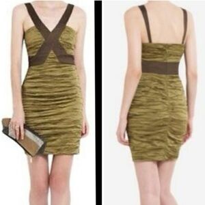 BCBGMAXAZRIA Silk Peridot Simsom Crosstop Cocktail Dress